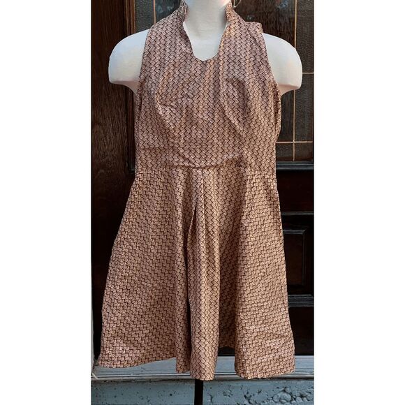 One of Kind Handmade Bamboo Wood Pattern Keyhole Front Fit and Flare Dress: Man - Picture 1 of 4